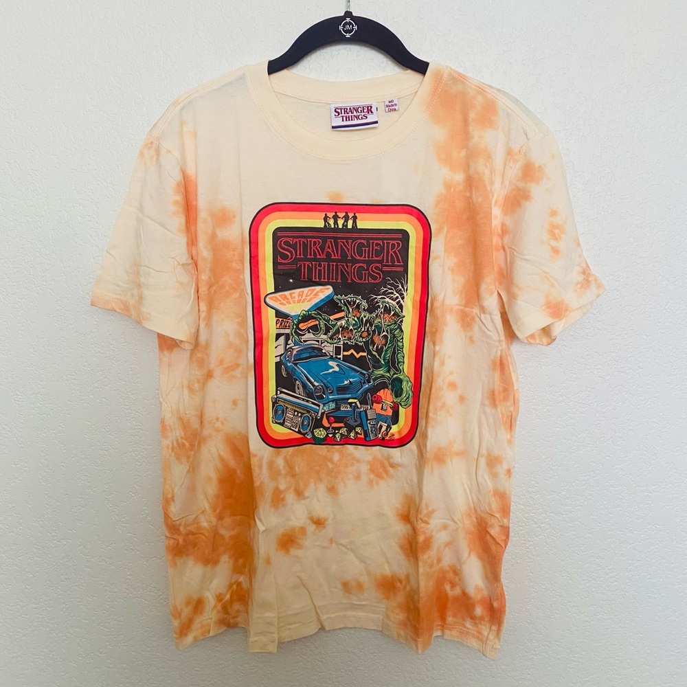 Stranger Things Faded Orange Tie-Dye Graphic Tee